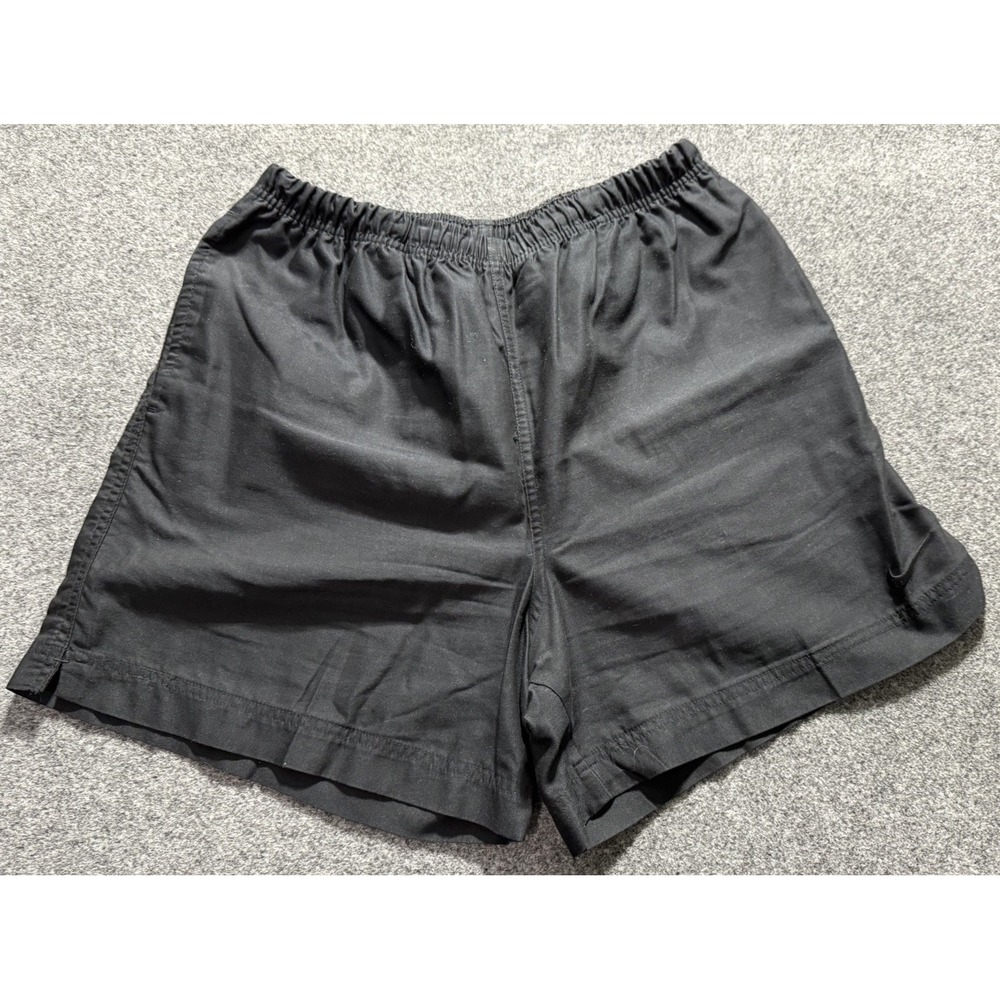 Vintage 90s Black Casual Shorts Women's Large Elastic Drawstring Waist Pockets